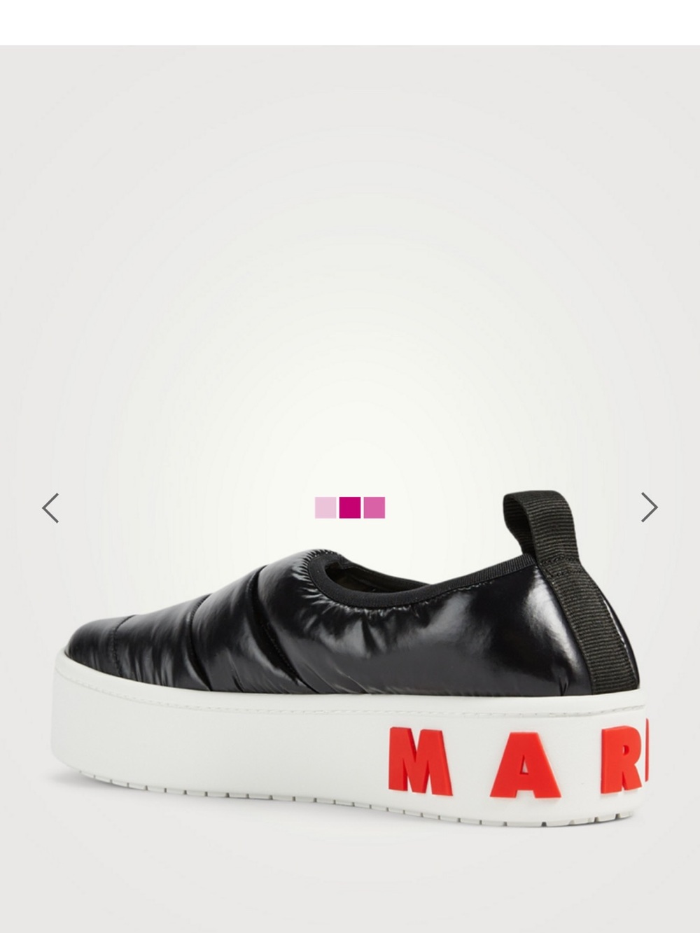Marni Black & White Platform Slip-On Sneakers with Red Logo